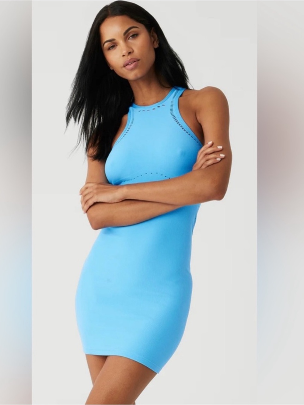 ALO Yoga SEAMLESS OPEN AIR RAZOR
BACK ATHLETIC CASUAL DRESS XS Azure Blue - Picture 8 of 9